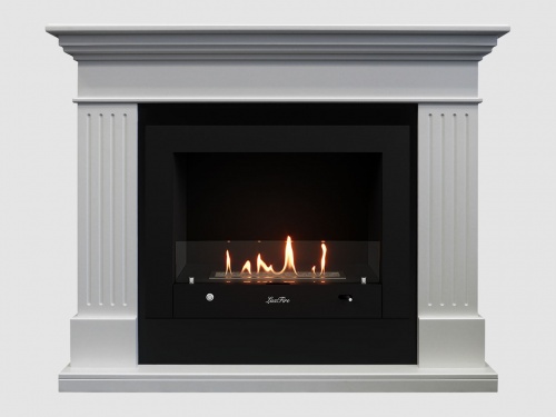 Каминный портал МДФ "Турин 1280" с биокамином Lux Fire "Фаер Бокс 4-30" (белый)