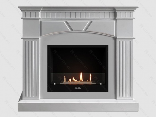 Каминный портал МДФ "Шервуд 1100" с биокамином Lux Fire "Фаер Бокс 1-25.5" (белый)