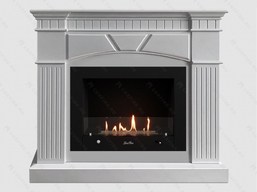 Каминный портал МДФ "Шервуд 1200" с биокамином Lux Fire "Фаер Бокс 4-30" (белый)