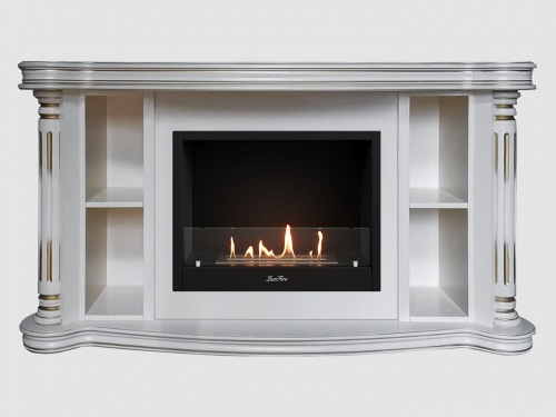 Каминный портал МДФ "Романс 1300" с биокамином Lux Fire "Фаер Бокс 1-30" (белый)