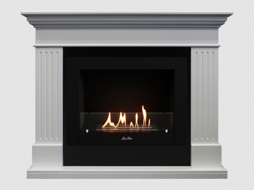 Каминный портал МДФ "Турин 1280" с биокамином Lux Fire "Фаер Бокс 2-25.5" (белый)