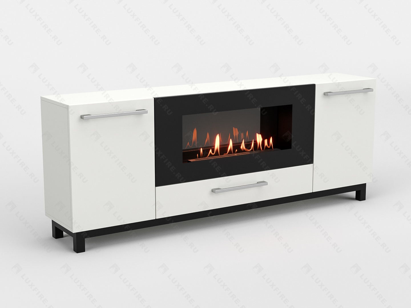 Тумба ТВ Lux Fire "Амур" напольная 1700 матовая, белая с биокамином 900 по цене 96 124 руб.