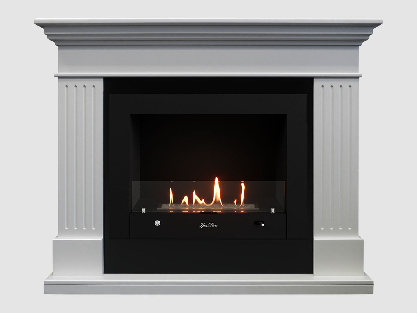 Каминный портал МДФ "Турин 1280" с биокамином Lux Fire "Фаер Бокс 4-25.5" (белый) по цене 109 900 руб.