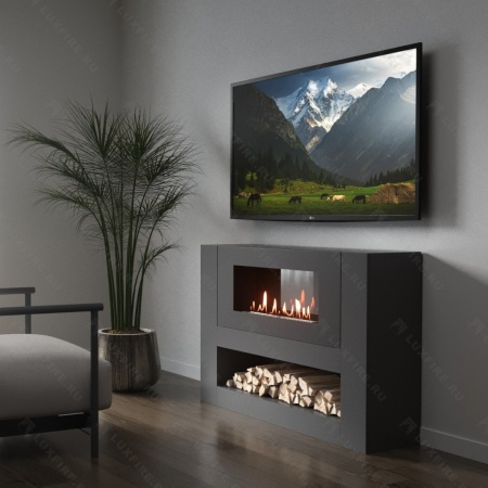 Тумба LUXFIRE с биокамином "Лукоморье" 1200 (графит) по цене 81 438 руб.